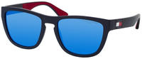 Tommy Hilfiger Square Mens Matte Blue Blue Mirror Sonnenbrillen