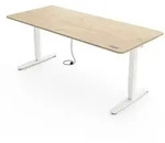 Elektrisch h&ouml;henverstellbarer Schreibtisch 180x80 cm, Eiche hell/Wei&szlig; - Yaasa Desk