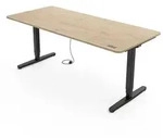 Elektrisch h&ouml;henverstellbarer Schreibtisch 180x80 cm, Eiche hell/Schwarz - Yaasa