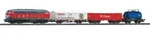 Startset mit Bettung Diesellok BR 218 DB Cargo mit 3 G&uuml;terwagen