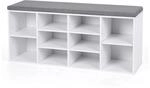 VASAGLE Gepolsterte Schuhbank Wei&szlig;-Grau LHS10WT