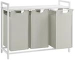 VASAGLE W&auml;schekorb 3 x 38 L mit 1 Ablage wei&szlig; B34BLH301W01