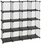 SONGMICS Steckregal 16 Gitterw&uuml;rfel Schwarz LPI44H