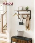 VASAGLE Wandgarderobe mit Ablage und 10 abnehmbaren Haken vintagebraun-schwarz