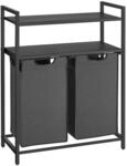 VASAGLE W&auml;schekorb 2 x 46 L mit 2 Ablagen schwarz-grau B34BLH211G01