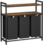 VASAGLE W&auml;schekorb 3 F&auml;cher mit 2 Ablagen vintagebraun-schwarz B34BLH213B01