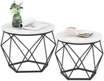 VASAGLE Couchtisch-Set wei&szlig;-schwarz 2 St&uuml;ck B34LET040B59