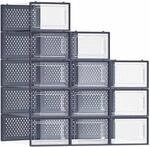 SONGMICS Schuhboxen 12er Set transparent-anthrazitblau LSP12SB30