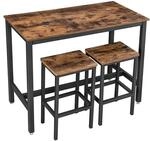 VASAGLE Industrial Look Stehtisch mit 2 Barhockern LBT15X