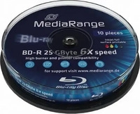 MEDIARANGE MR509, MEDIARANGE Inkjet Fullsurface-Printable - 10 x BD-R DL - 50 GB (270