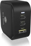 ICY BOX IB-PS1030-PD, ICY BOX Ladeger&auml;t 3-Port IcyBox 65W GaN mit PD 3.0