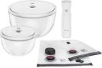 ZWILLING Fresh & Save BOWLS Vakuum Starter Set, Glas / M/L, 9-tlg, Transparent-Wei&szlig;