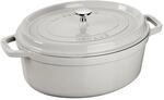 Staub La Cocotte Cocotte 27 cm, oval, Weisser Tr&uuml;ffel, Gusseisen
