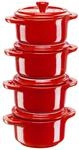 Staub Ceramique Cocotte Set 4-tlg, rund, Kirsch-Rot, Keramik
