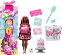 Barbie JFG71-UNIT, Barbie Doll With Surprise Party Reveal Orange Kinder Red