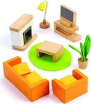 Hape E3452, Hape Living Room With Fireplace Beige,Orange Kinder