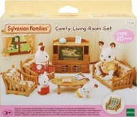 Epoch RS135045, Epoch Sylvanian Families Home Living Room Set Figures Braun Kinder