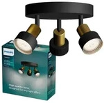 Reflektor-Deckenleuchte 3x GU10 Schwarz-Kupfer-R&ouml;hre Philips
