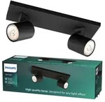LED RUNNER Deckenleuchte 2x GU10 Reflektor bewegliche Leuchte Schwarz PHILIPS