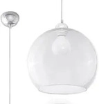 BALL E27 H&auml;ngeleuchte Glas&uuml;berhang Glasdiffusor Kugel 30cm Klassisch Transparent