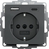 Gira 245928, SCHUKO USB-Spannungsvers. 2-fach anthrazit 245928 4010337076285 Gira 1