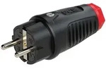 Schutzkontaktstecker Vollgummi (schwarz/rot)