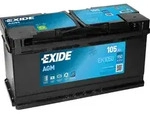 EXIDE Autobatterie AGM 12V 105Ah 950A rechts 392x175x190 mm EK1050