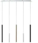 Brilliant Cembalo LED Pendelleuchte 5flg alu/schwarz/braun