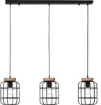 Brilliant Gwen Pendelleuchte 3flg Balken antik holz/schwarz korund