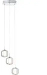 Brilliant Rafa LED Pendelleuchte 3flg Rondell chrom/rauchglas
