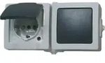 KOPP Kombination AP/FR, waagerA/W+Steckd., Nautic grau