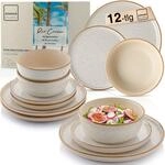 S&Auml;NGER Steingut Geschirrset Rio Creme, Tafelservice 12 teilig f&uuml;r 4 Personen
