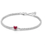 Pandora 590041C02 Damen-Tennisarmband Rotes Funkelndes Herz Silber, 16 cm