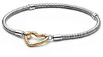 Pandora 569539C00 Damenarmband 925 Silber mit Goldfarbenem Herz-Verschluss, 17 cm