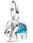 Pandora 793858C01 Mini Charm-Anh&auml;nger Silber T&uuml;rkisfarbener Elefant