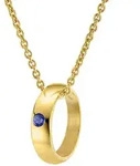 trendor 68062 Anh&auml;nger Taufring Gold 333 mit Saphir an goldplattierter Kette,...