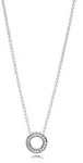 Pandora 397436CZ Damen-Halskette Silber 925 Collier Herzen