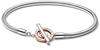 Pandora 582309C00 Damenarmband Logo T-Bar 925 Silber Zweifarbig, 23 cm