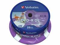 Verbatim 43667, 1x25 Verbatim DVD+R Double Layer 8x Speed, printable, 8,5GB