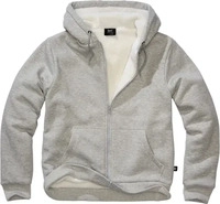 Brandit 5038 12182 grey melange, Brandit Sweatjacket Teddylining Kapuzenpullover grau