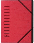 PAGNA F&auml;chermappe DIN A4 Unbeschriftet Pappkarton 12 F&auml;cher Rot 24,5 (B) x 0,5 (T)