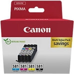 Canon 581 Original Tintenpatrone Schwarz, Cyan, Magenta, Gelb 4er-Pack 1267135