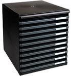 Exacompta ECOBlack Schubladenbox Kunststoff Dunkelgrau 10 Sch&uuml;be 28,8 x 35 x 32 cm
