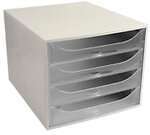 Exacompta Classic Schubladenbox Kunststoff Transparent, Wei&szlig; 4 Sch&uuml;be 28,4 x 34,8 x