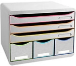 Exacompta Black Office Schubladenbox Kunststoff Mehrfarbig, Wei&szlig; 6 Sch&uuml;be...