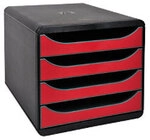 Exacompta Classic Schubladenbox Kunststoff Rot, Schwarz 4 Sch&uuml;be 27,8 x 34,7 x 26,7