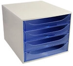 Exacompta Classic Schubladenbox Kunststoff Blau, Grau 4 Sch&uuml;be 28,4 x 34,8 x 23,4 cm