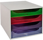 Exacompta Linicolor Schubladenbox Kunststoff Mehrfarbig 4 Sch&uuml;be 28,4 x 34,8 x 23,4
