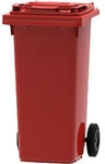 Unbranded 2-Rad-M&uuml;lltonne 120 L Rot Kunststoff 2 Rollen 1264783