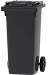 Unbranded 2-Rad-M&uuml;lltonne 120 L Grau Kunststoff 2 R&auml;dern 1264776